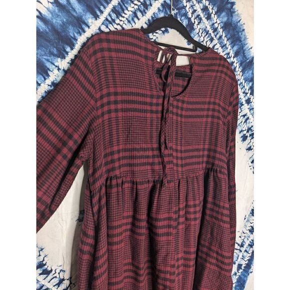 Wild Fable Red Plaid Babydoll Dress Small - Picture 7 of 10